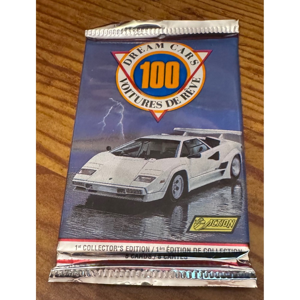 1991 Panini Action Dream Cars 100 1st Edition Trading Card Pack Sealed 8 Cards